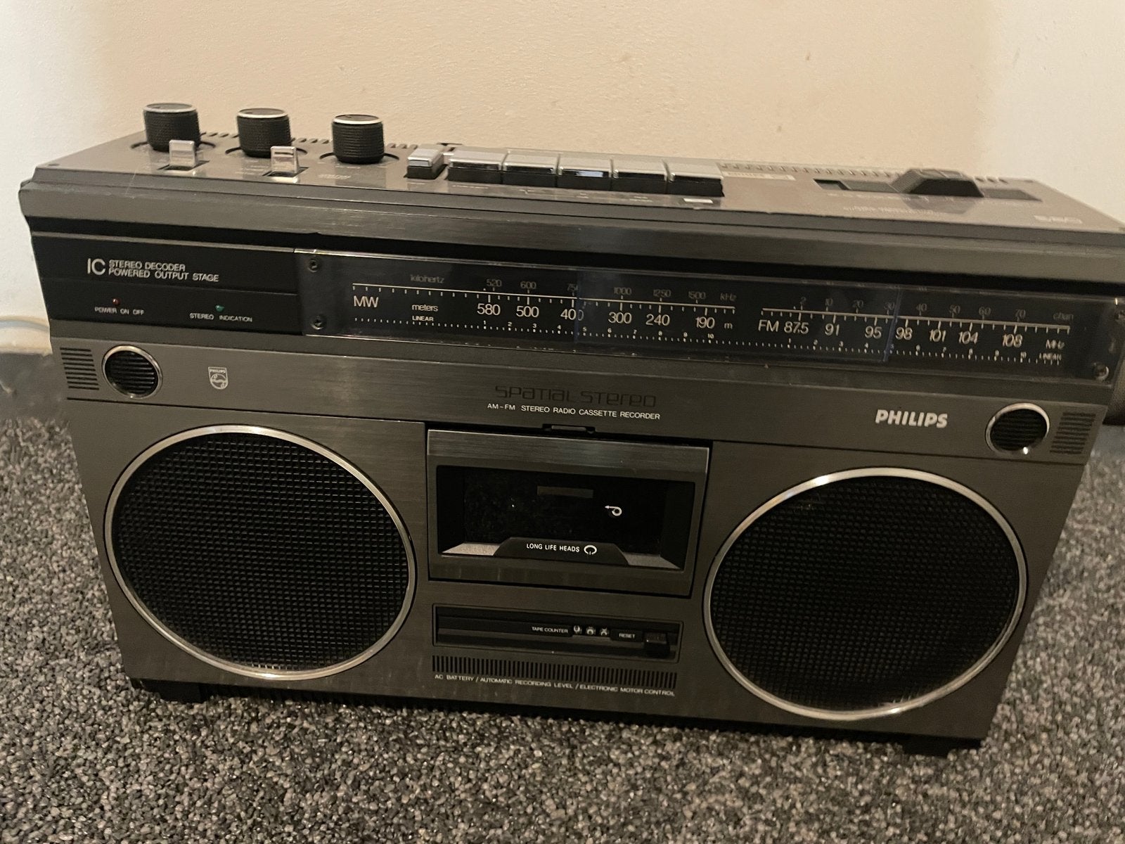 Philips 22AR580 Spatial Stereo radio-cassetterecorder, Verzenden, Zo goed als nieuw