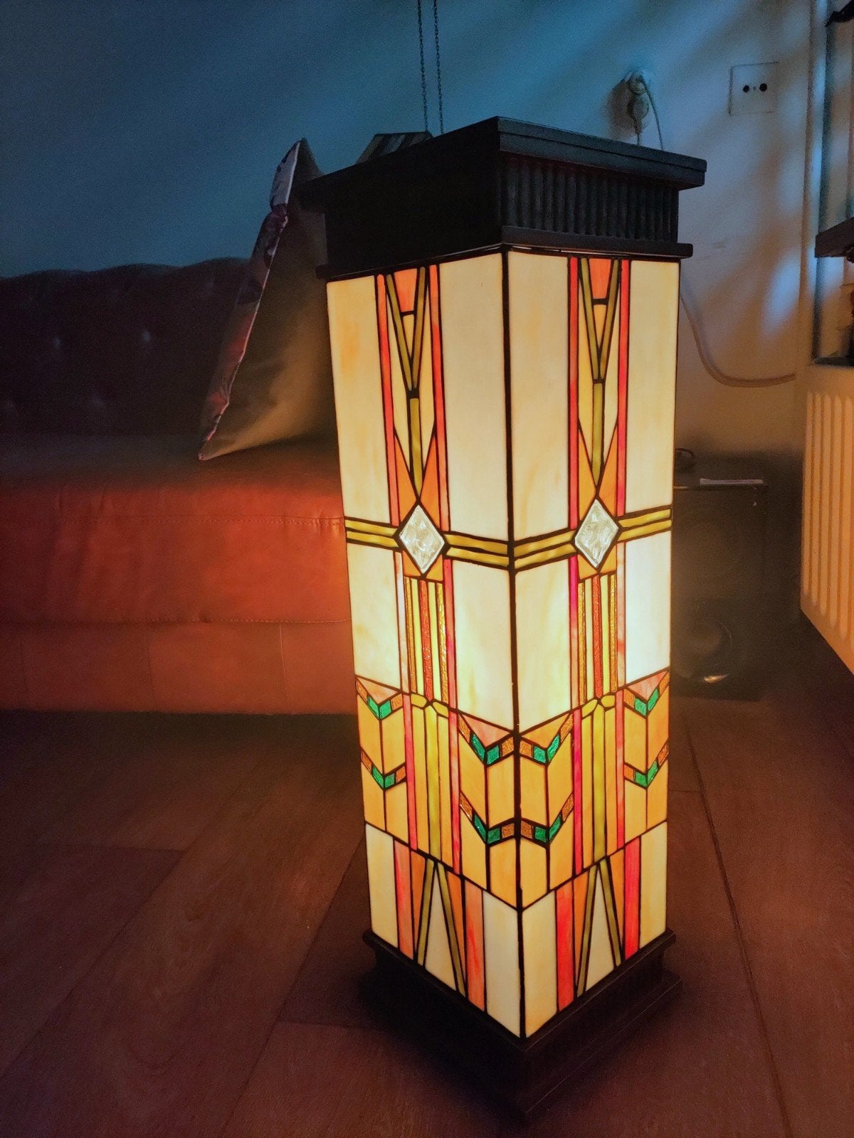 uit inboedel Art Deco Stijl Glas-in-lood Vloerlamp - Uniek D, Antiek en Kunst, Ophalen of Verzenden