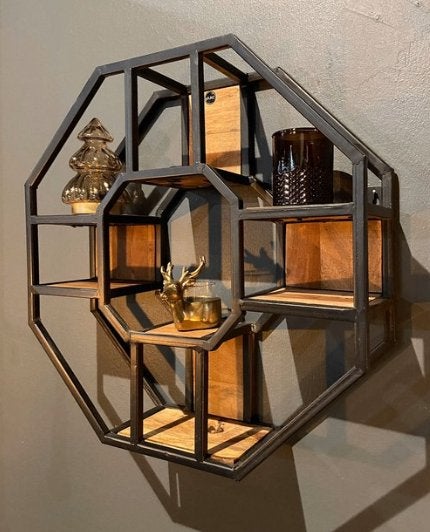 Industrieel stevig wandrek 60x60x16, nieuwprijs € 119,-, Huis en Inrichting, Woonaccessoires | Wandplanken en Boekenplanken, Ophalen