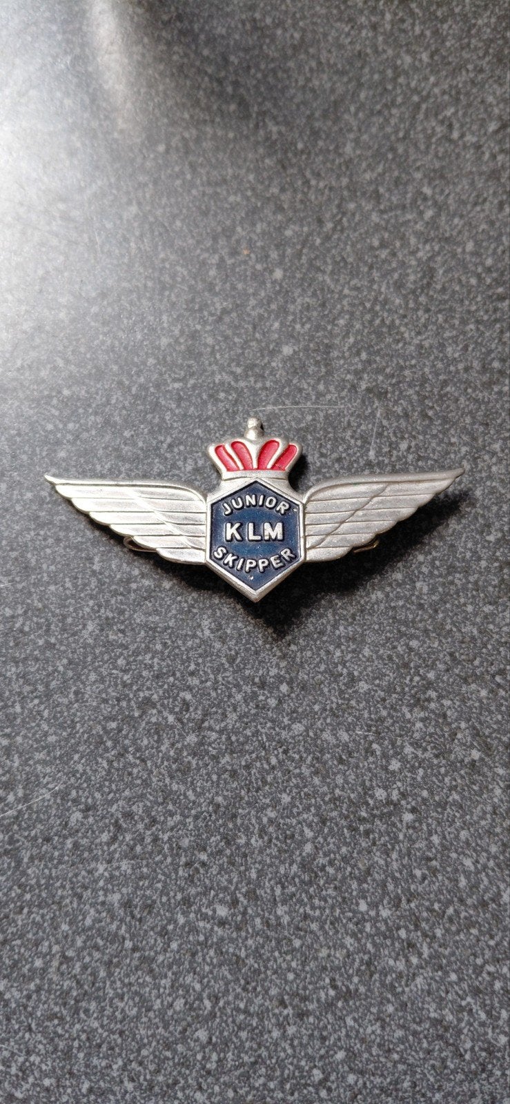 Vintage KLM Junior Skipper Vleugelinsigne, Ophalen, Gebruikt, Patch, Badge of Embleem