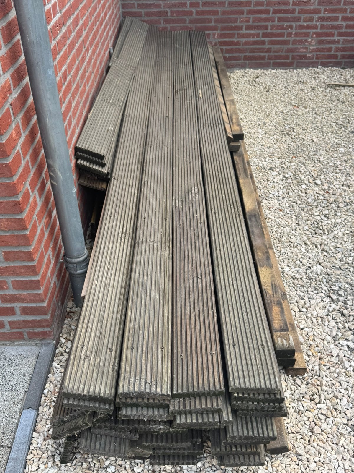 Hardhout vlonderplanken, Ophalen, Gebruikt, Hout