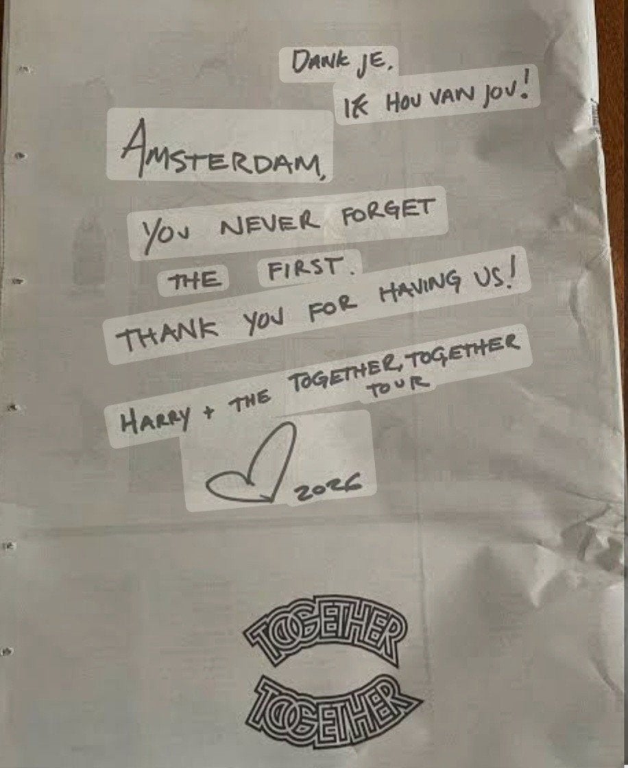 Harry styles bedankbericht krant niet gelezen, Ophalen of Verzenden