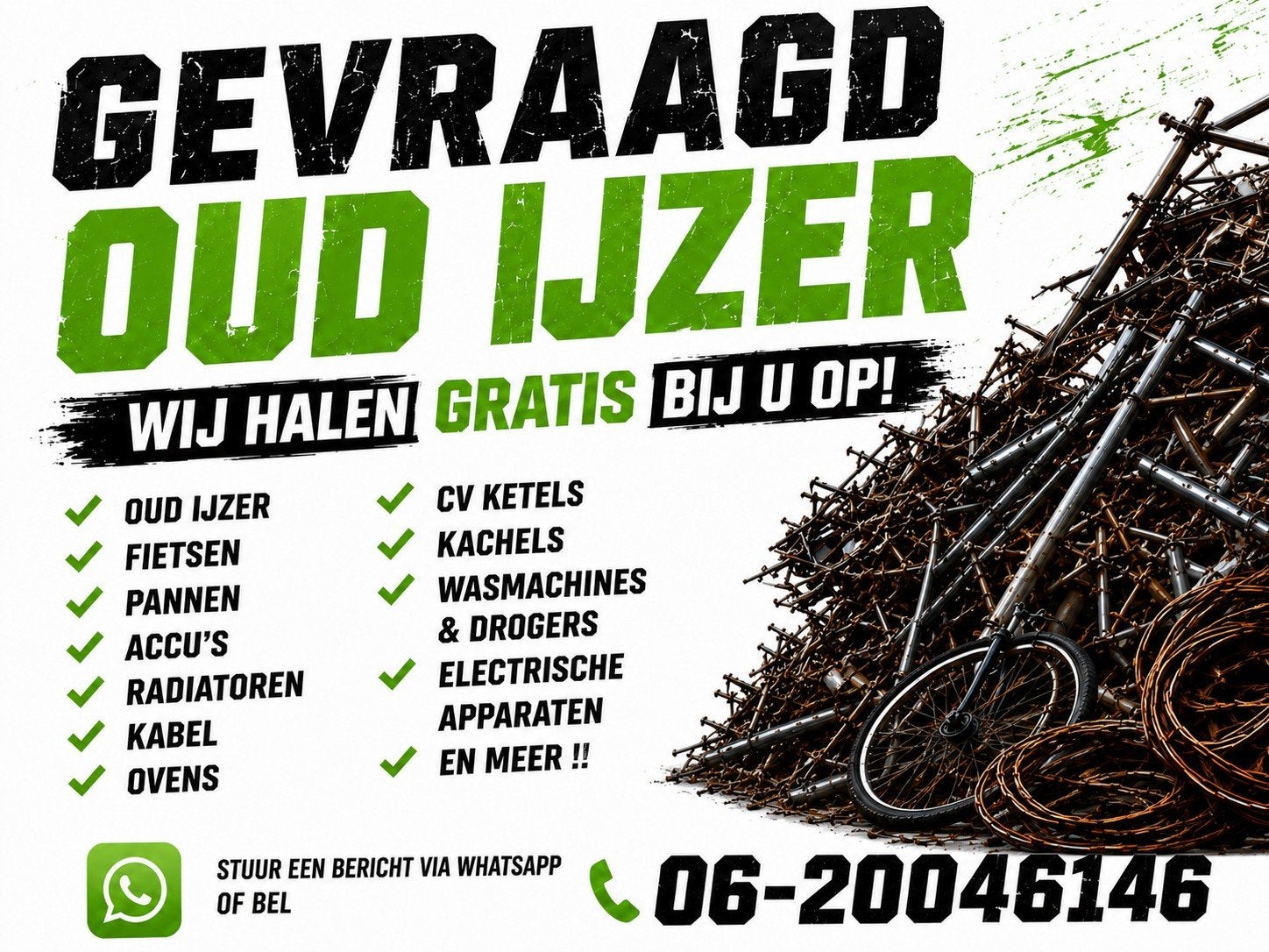 wij halen GRATIS U oud ijzer en metalen op, Ophalen, Overige metalen