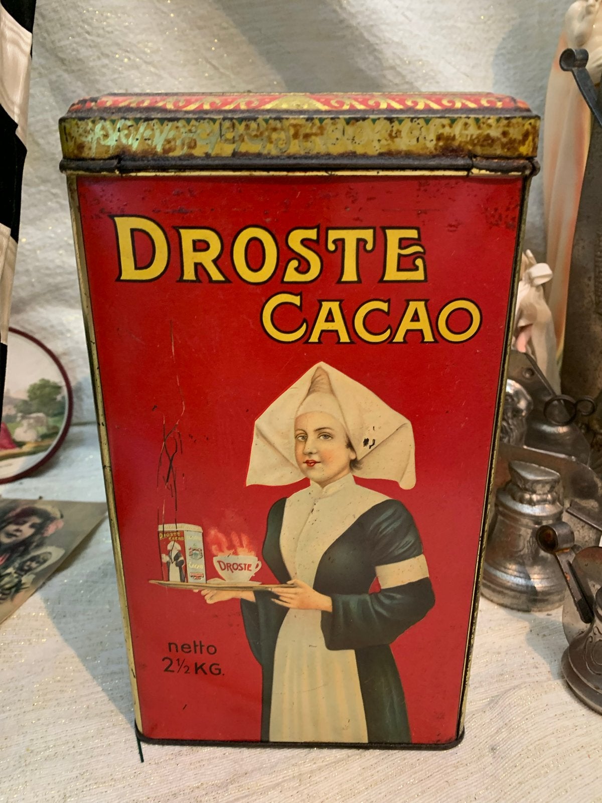 Grote Antieke Droste Cacao Blik 2.5 kg Haarlem, Ophalen of Verzenden