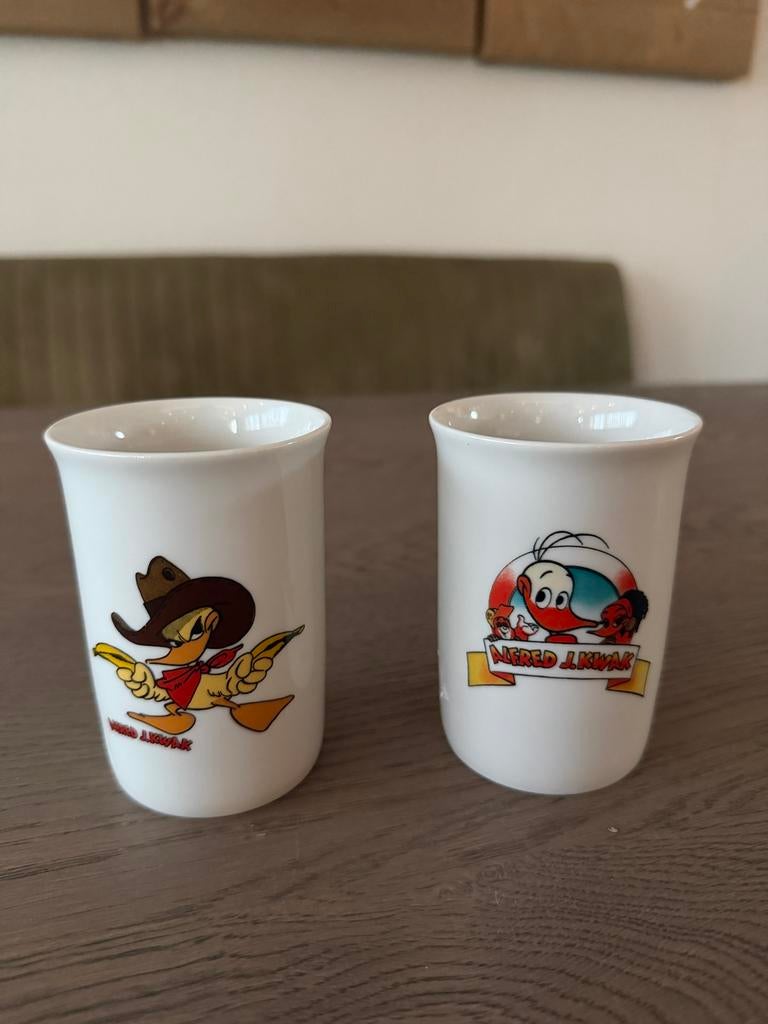 Alfred J. Kwak Telecable bekers 1989 (set van 2), Huis en Inrichting, Keuken | Servies, Ophalen of Verzenden, Zo goed als nieuw