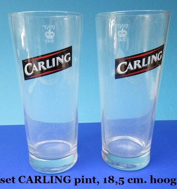 set Engelse CARLING bierglazen, pint., Ophalen of Verzenden, Zo goed als nieuw, Glas of Glazen, Overige merken
