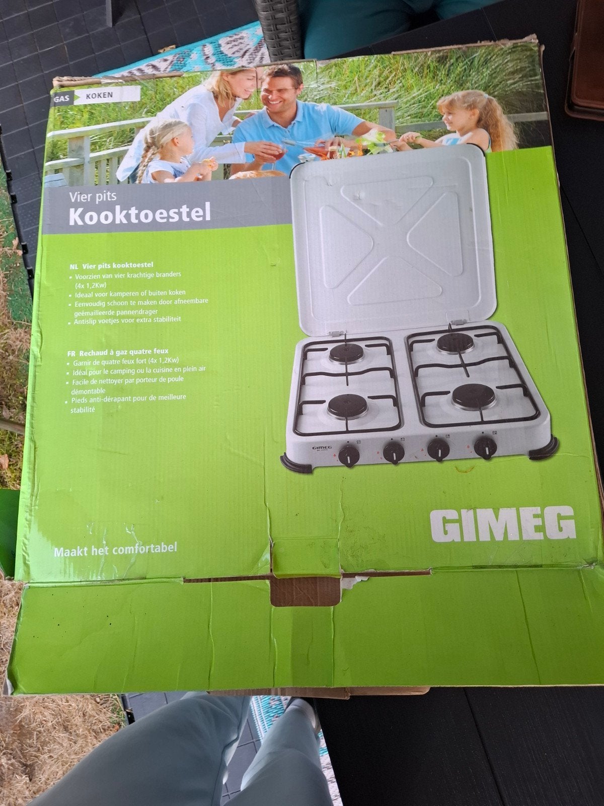 Gimeg 4-pits camping gasstel - werkt goed, Caravans en Kamperen, Kampeeraccessoires, Ophalen, Gebruikt