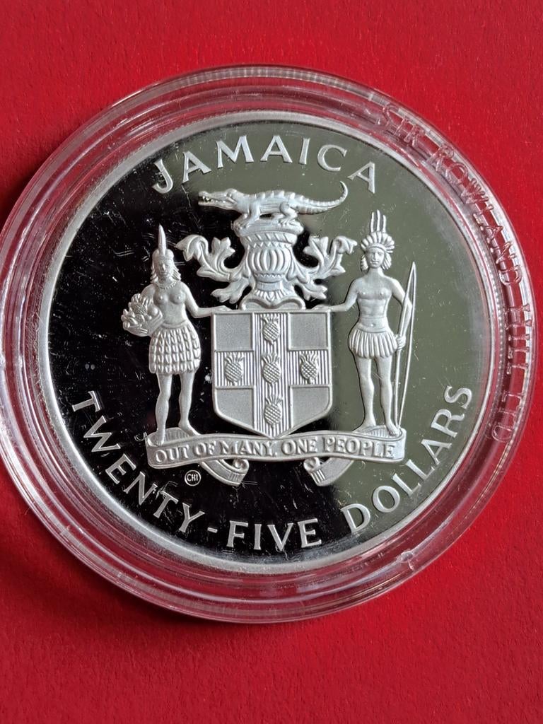 Jamaica twenty five dollars 1990 Proof, Ophalen of Verzenden, Midden-Amerika, Losse munt, Zilver