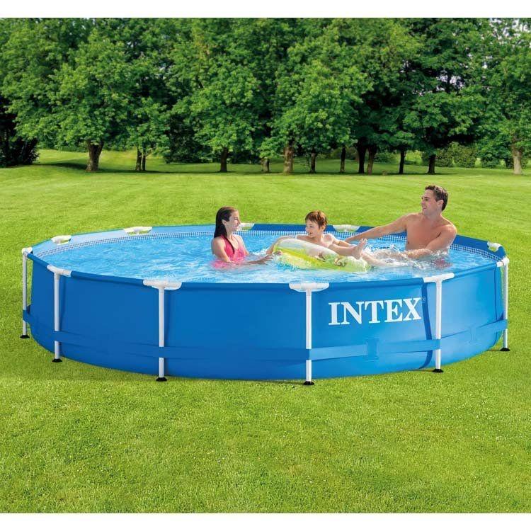 Intex Metal Frame Zwembad 366 x 76 cm met toebehoren, Ophalen, Gebruikt, Minder dan 80 cm, Rond