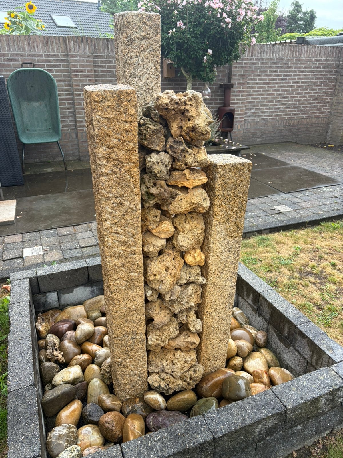 Fontein waterpartij met stenen, Tuin en Terras, Ophalen, Gebruikt, Hardsteen, Waterornament