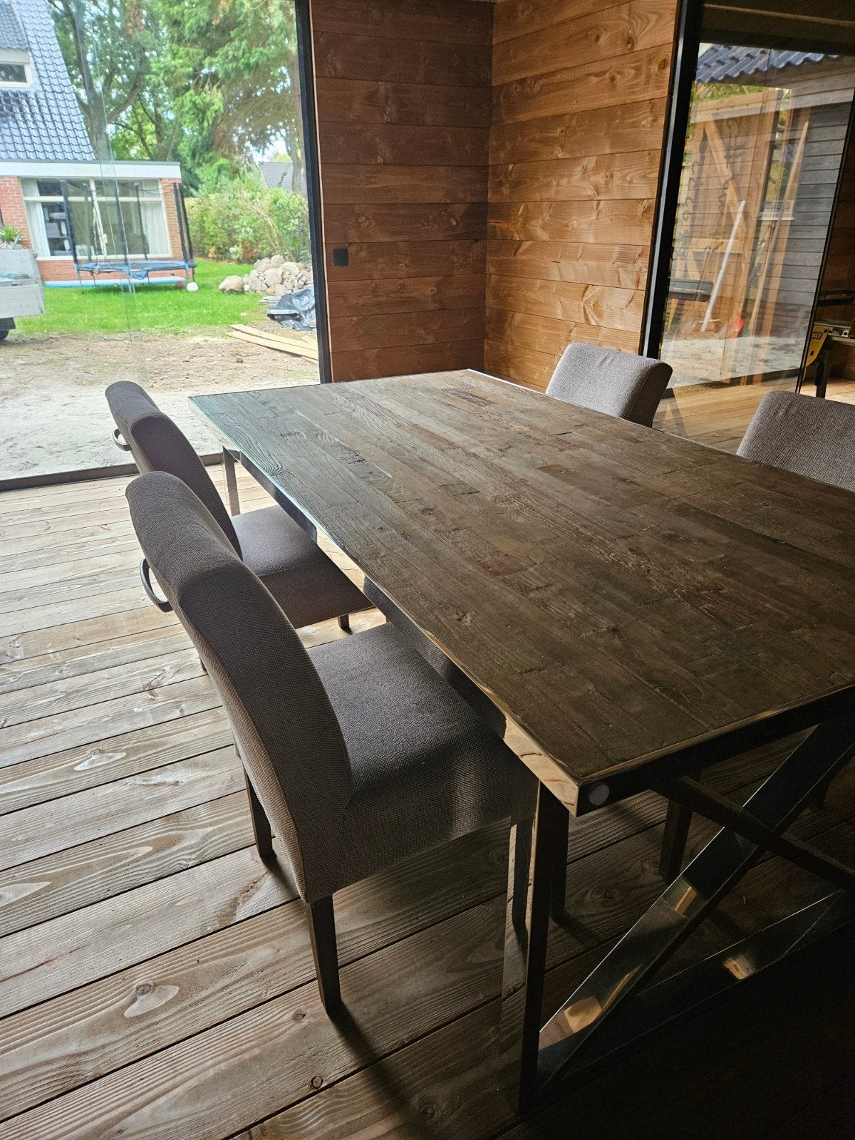 Eetkamerset: Richmond tafel met 4 H&H stoelen, Ophalen, 200 cm of meer, Zo goed als nieuw, Vijf personen of meer
