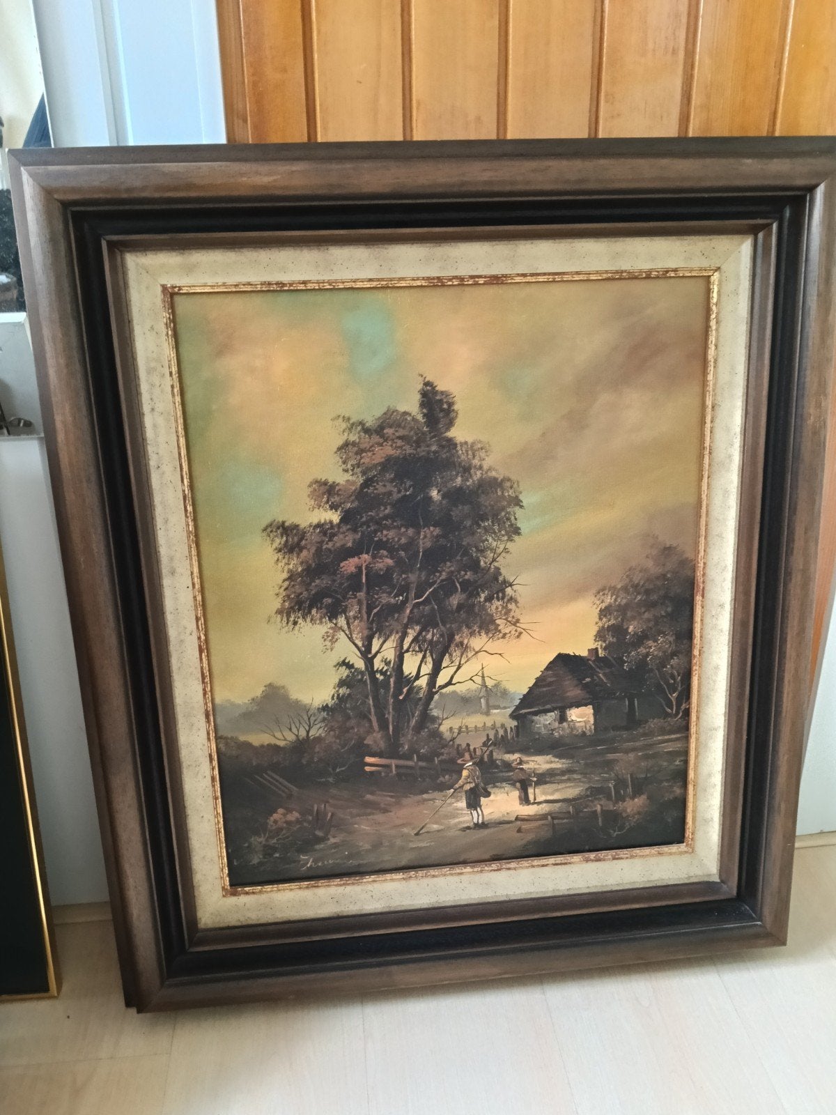 Prachtig Antiek Schilderij: Hollands Landschap met Figuren, Antiek en Kunst, Kunst | Schilderijen | Klassiek, Ophalen, Ingelijst