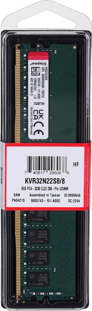 Kingston ValueRAM KVR32N22S8/8 8GB PC4-3200 MHz CL22, DDR4, 8 GB, Nieuw, Ophalen of Verzenden