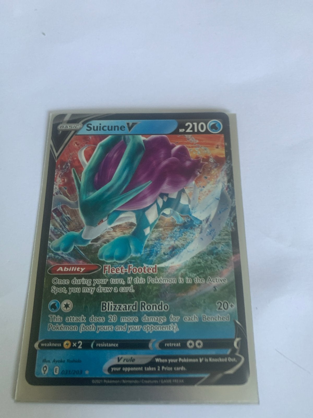 Pokémon Kaart Suicune V (031/203) - Zo goed als nieuw, Ophalen, Zo goed als nieuw, Losse kaart