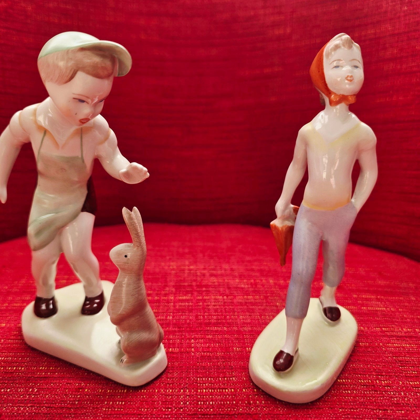 Zeldzame Vintage Hongaarse Porseleinen Beeldjes (Set van 2), Ophalen of Verzenden, Gebruikt, Mens