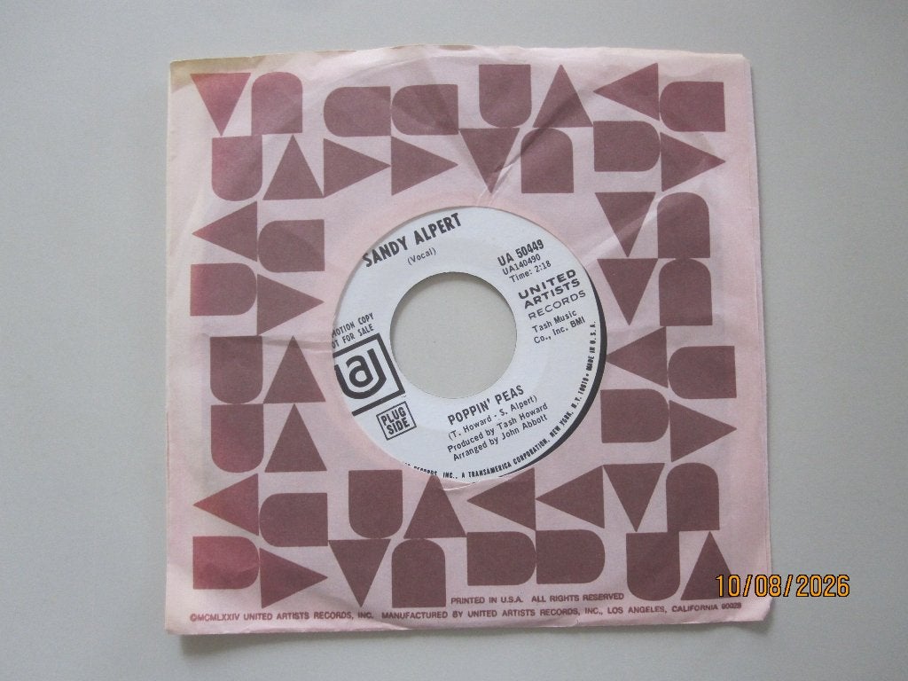 SANDY ALPERT -  poppin peas - vinyl 7", Gebruikt, 7 inch, Ophalen of Verzenden, Rock en Metal