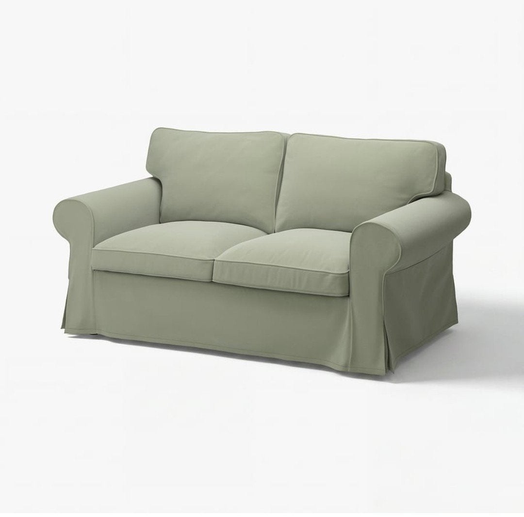 IKEA EKTORP Hoes 2-zitsbank, Hakebo grijsgroen, Ophalen, Modern, Scandinavisch, 150 tot 200 cm, Tweepersoons