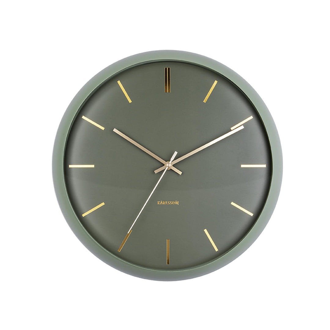Karlsson wandklok - groen - Ø40cm, Wandklok, Analoog, Ophalen of Verzenden, Modern