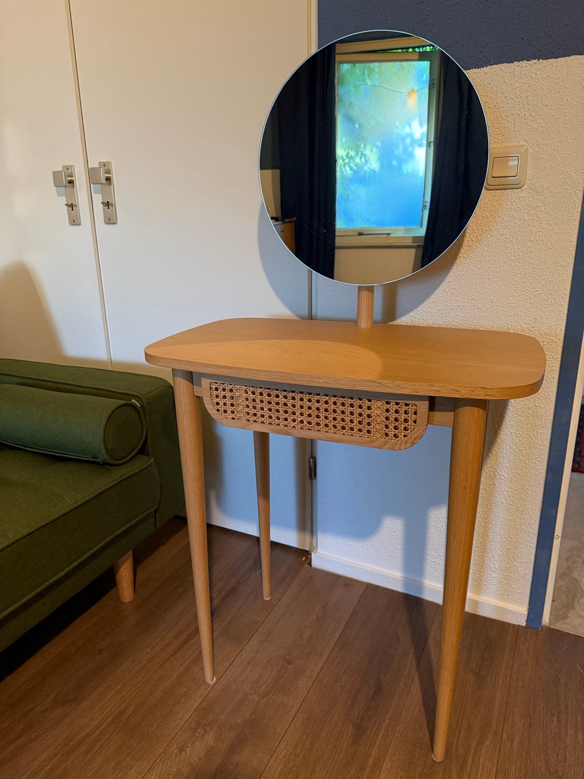 Houten kaptafel met spiegel en lade - Zo goed als nieuw, Huis en Inrichting, Ophalen, 100 tot 150 cm, 50 tot 100 cm, Zo goed als nieuw