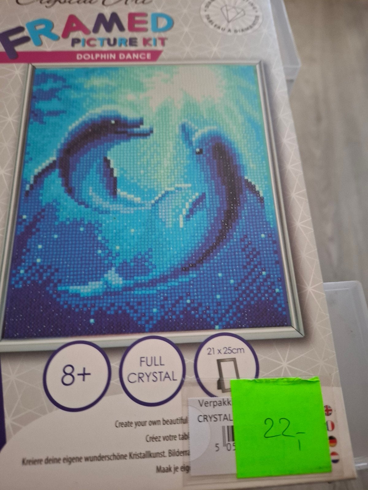 Diamond Painting Dolfijnen Dans - Crystal Art Kit, Hobby en Vrije tijd, Knutselen, Nieuw, Klaar om op te hangen, Ophalen of Verzenden