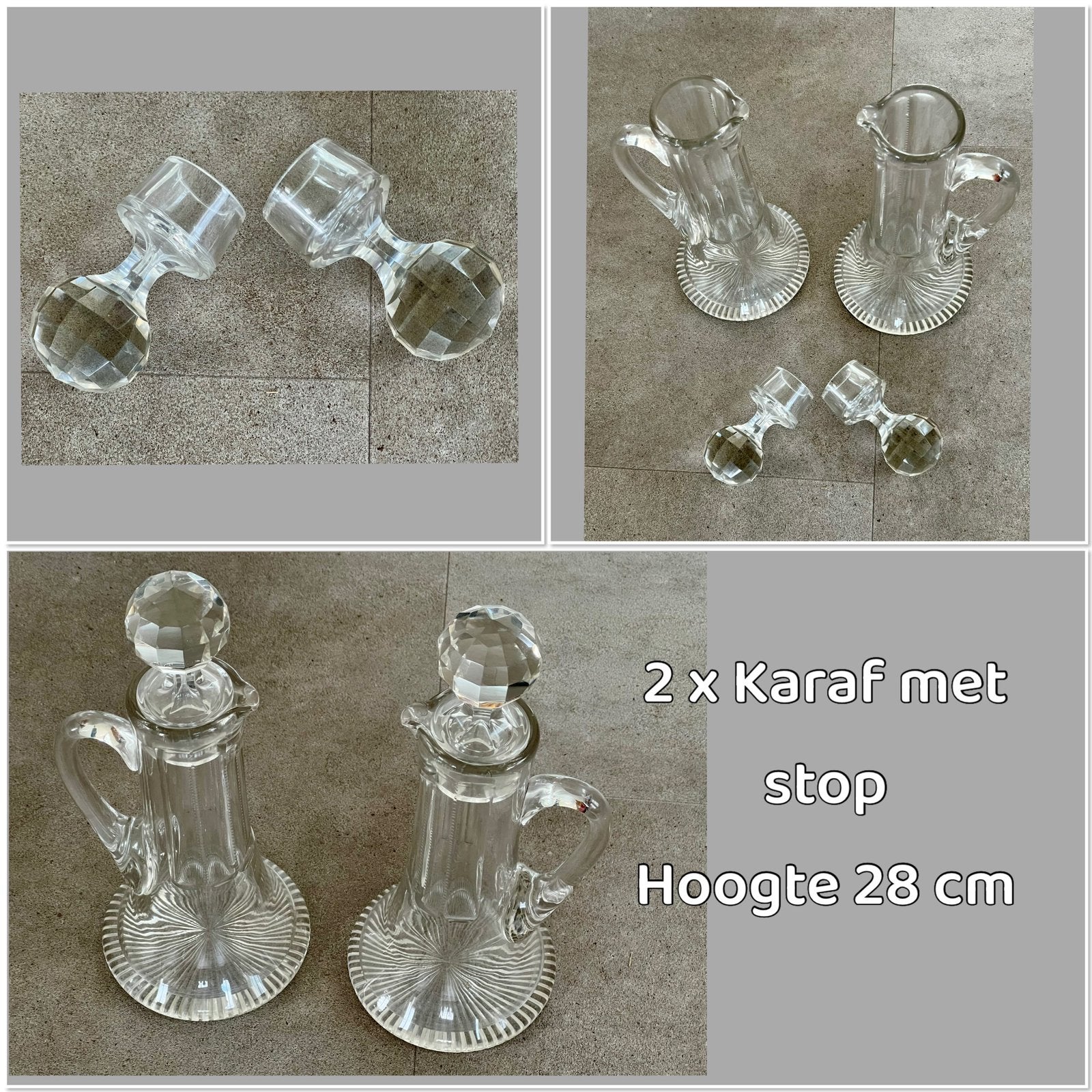 Set van 2 antieke kristallen karaffen, Ophalen