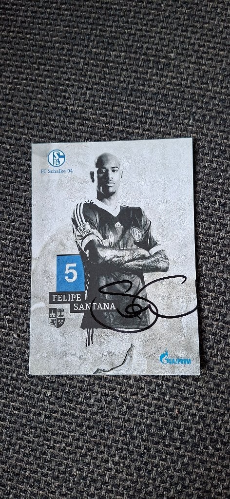 Spelerskaart met handtekening; Felipe Santana # Schalke 04, Verzamelen, Ophalen of Verzenden, Nieuw, Buitenlandse clubs, Spelerskaart