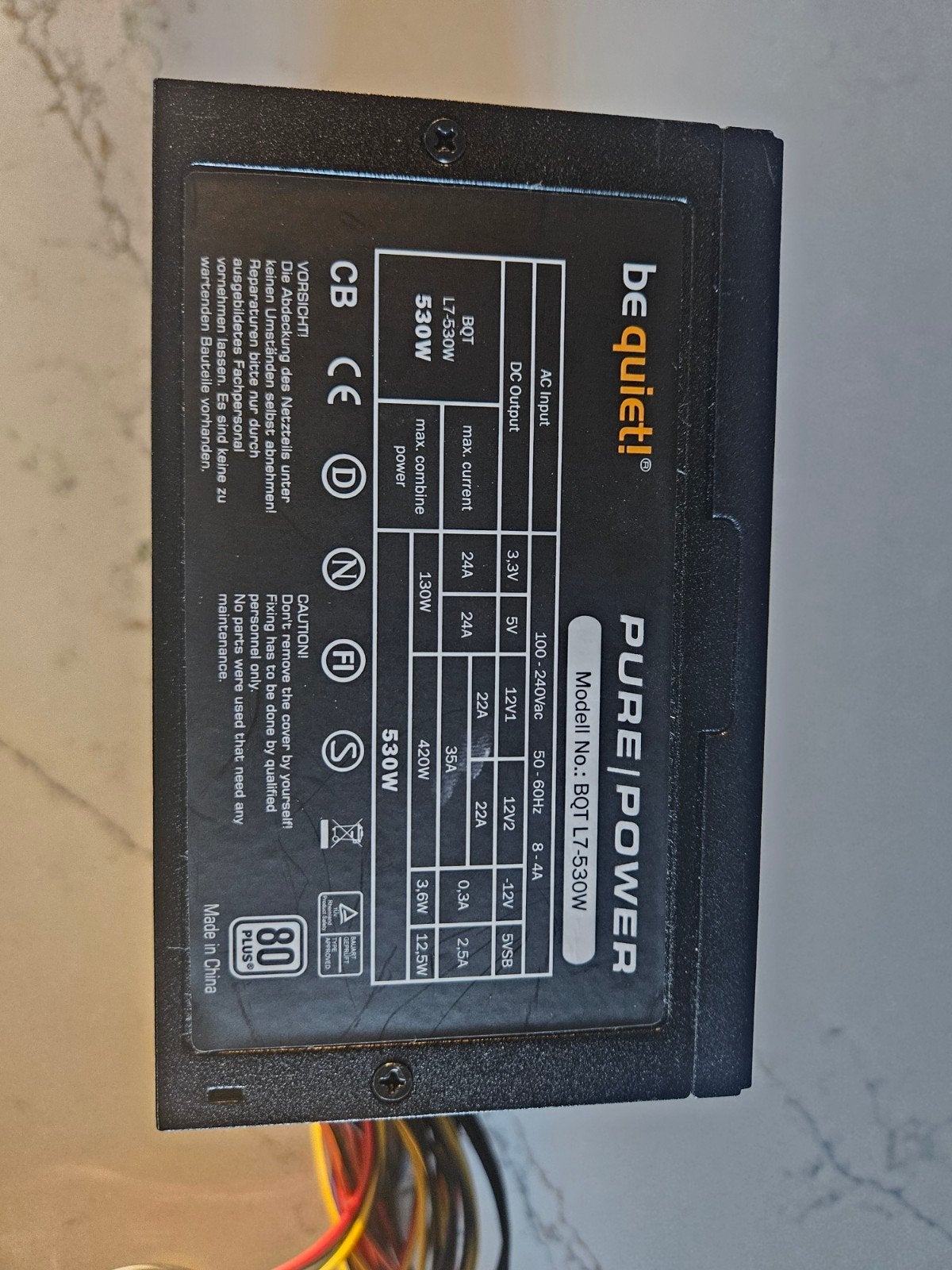 Be Quiet! Pure Power L7-530W PC Voeding, Ophalen of Verzenden, Zo goed als nieuw