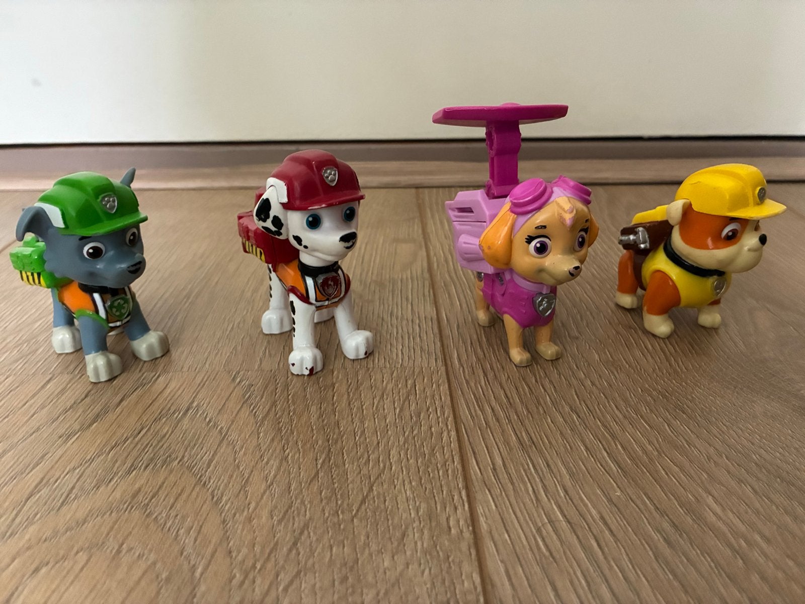 Paw Patrol speelfiguren set - Rocky, Marshall, Skye, Rubble, Ophalen of Verzenden, Gebruikt, Jongen of Meisje