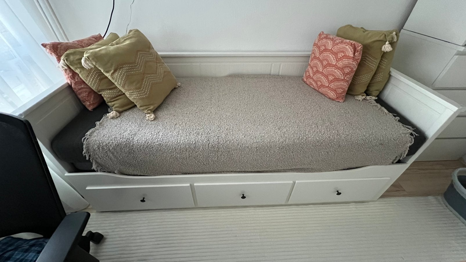 IKEA HEMNES bedbank met 3 lades, Ophalen, Zo goed als nieuw, Tweepersoons, 80 cm