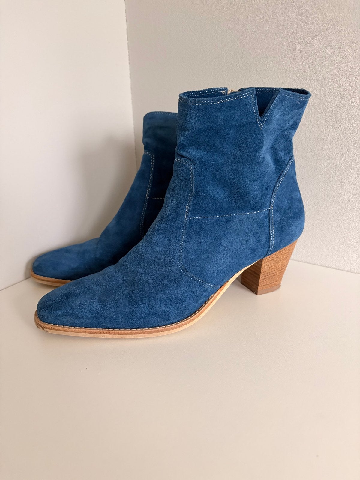 Antonio Moretto suède enkellaarzen blauw - Maat 41, Blauw, Lage of Enkellaarzen, Ophalen of Verzenden, Zo goed als nieuw