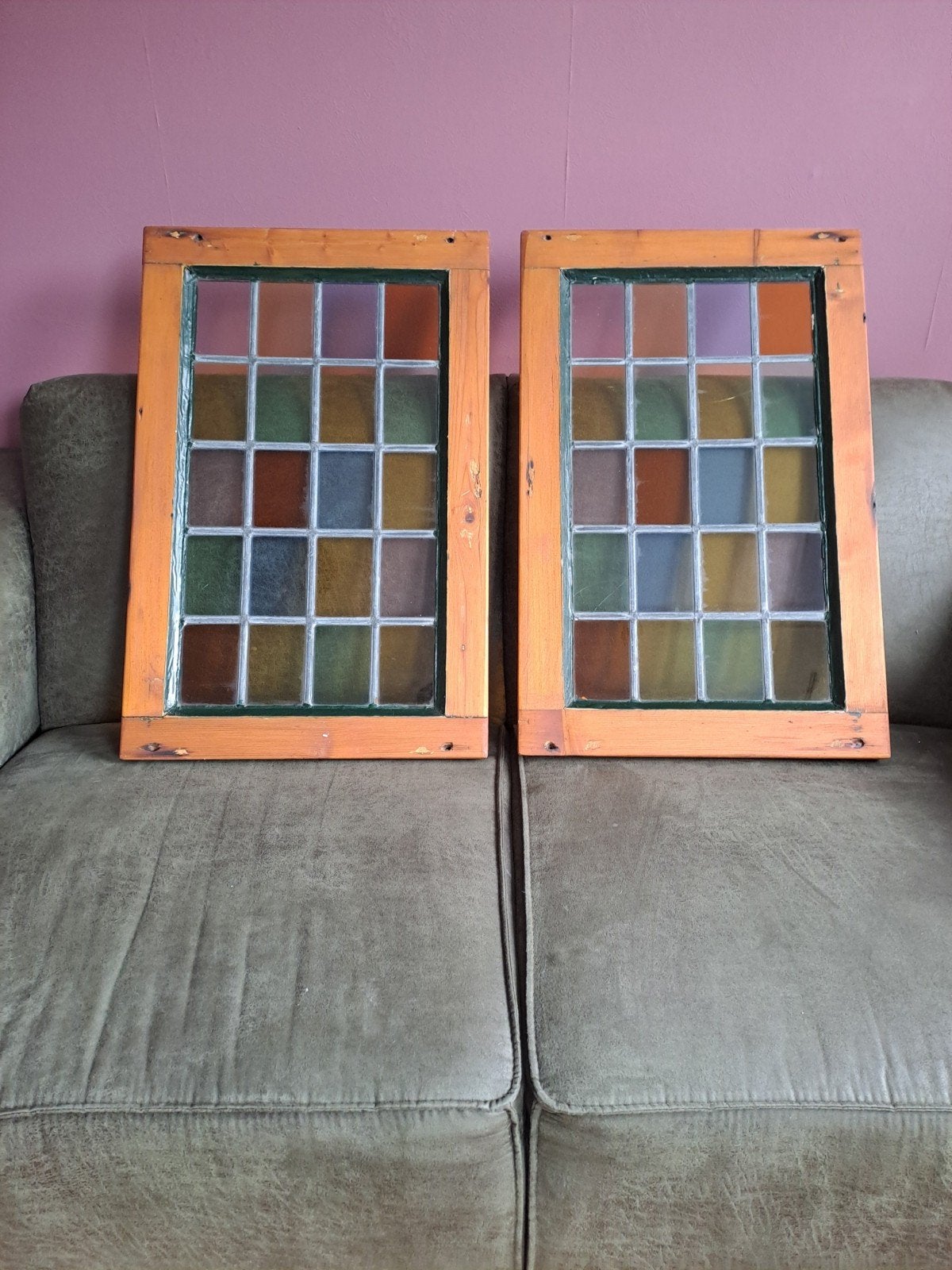 Glas in lood panelen, 65x42x3, Ophalen of Verzenden, Minder dan 80 cm, Glas in lood, Minder dan 80 cm