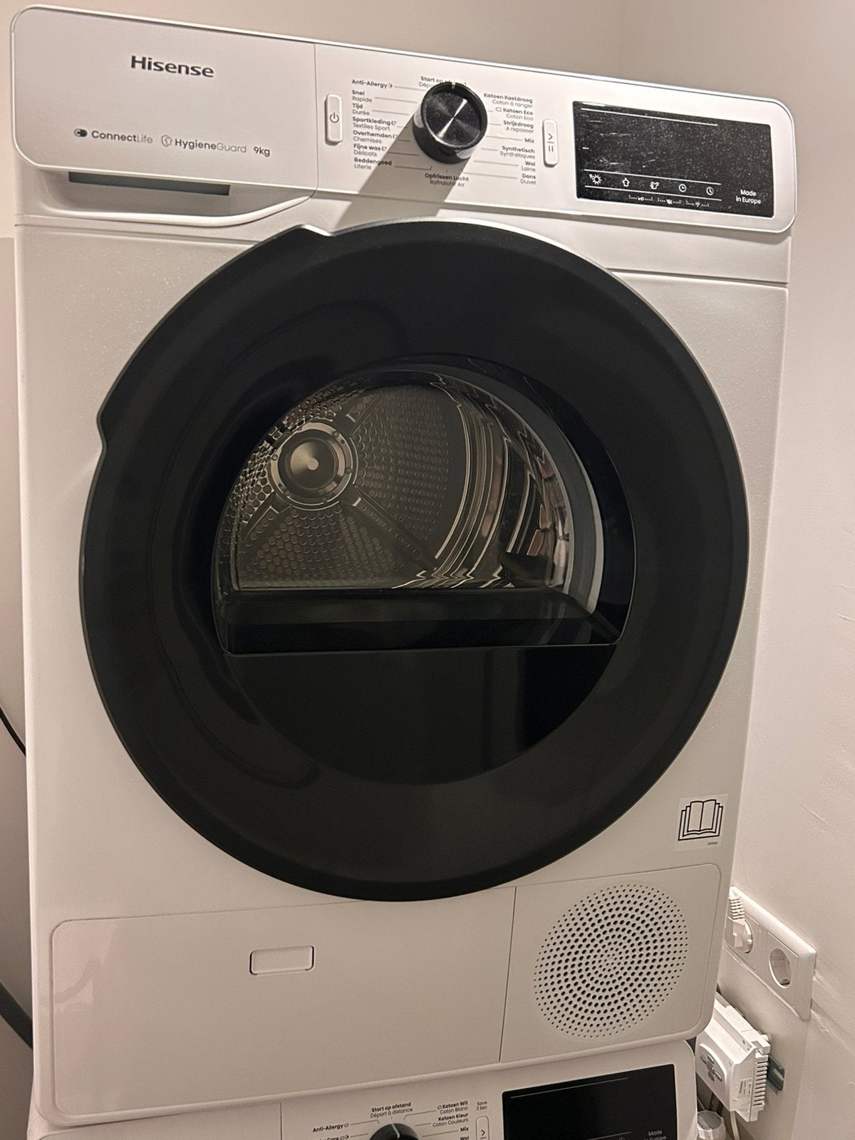 Hisense wasdroger 9 kilo, Ophalen, Zo goed als nieuw, Condens, 85 tot 90 cm