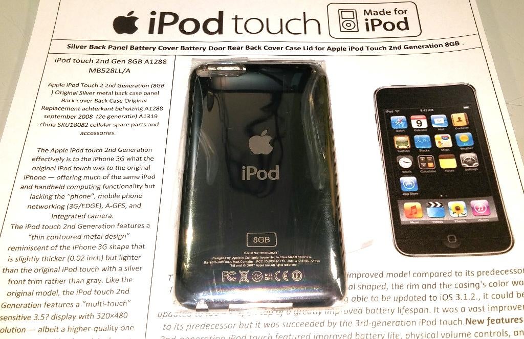 Apple iPod Touch 2 Gen Zilver metal back case back cover 8GB, Ophalen of Verzenden, Nieuw, Overige typen, Touch