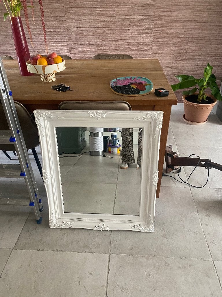 Oude houten spiegel, Ophalen, Rechthoekig, 50 tot 100 cm, Minder dan 100 cm