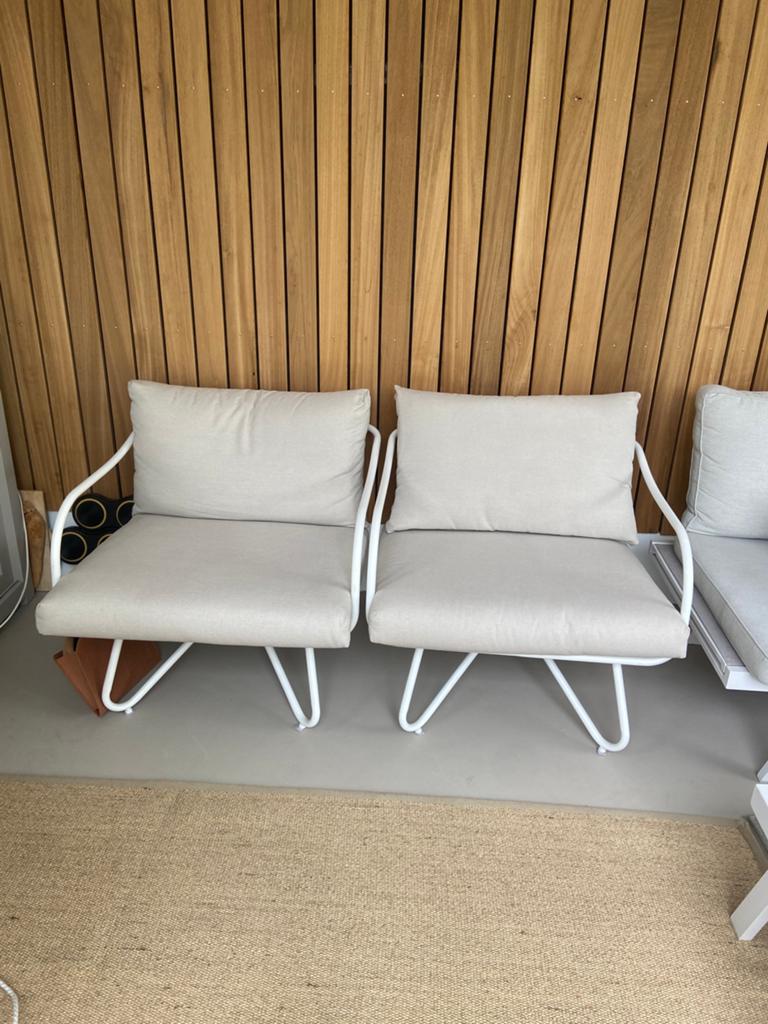 2 prachtige fauteuils voor buiten of onder de veranda beige, Ophalen, Nieuw, Metaal