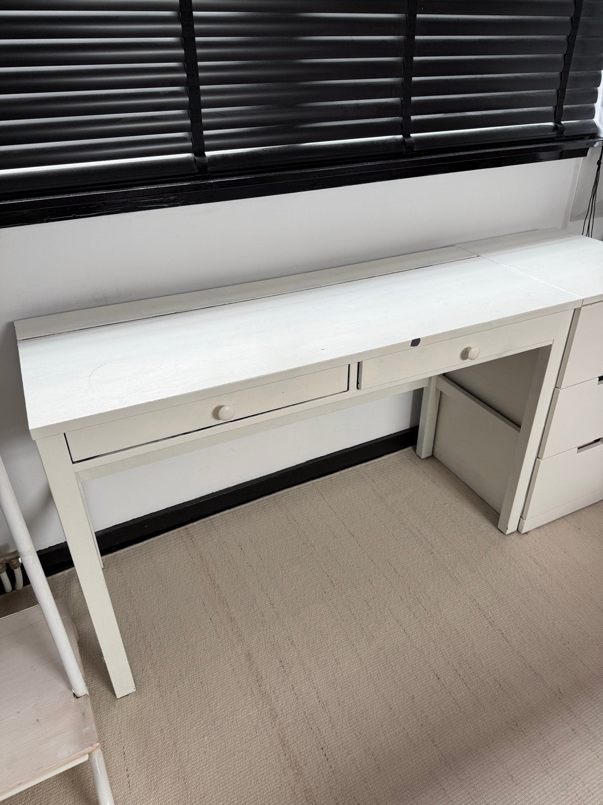 IKEA HEMNES Bureau wit met 2 lades - 120x47 cm, Ophalen, Gebruikt, IKEA, Computerbureau