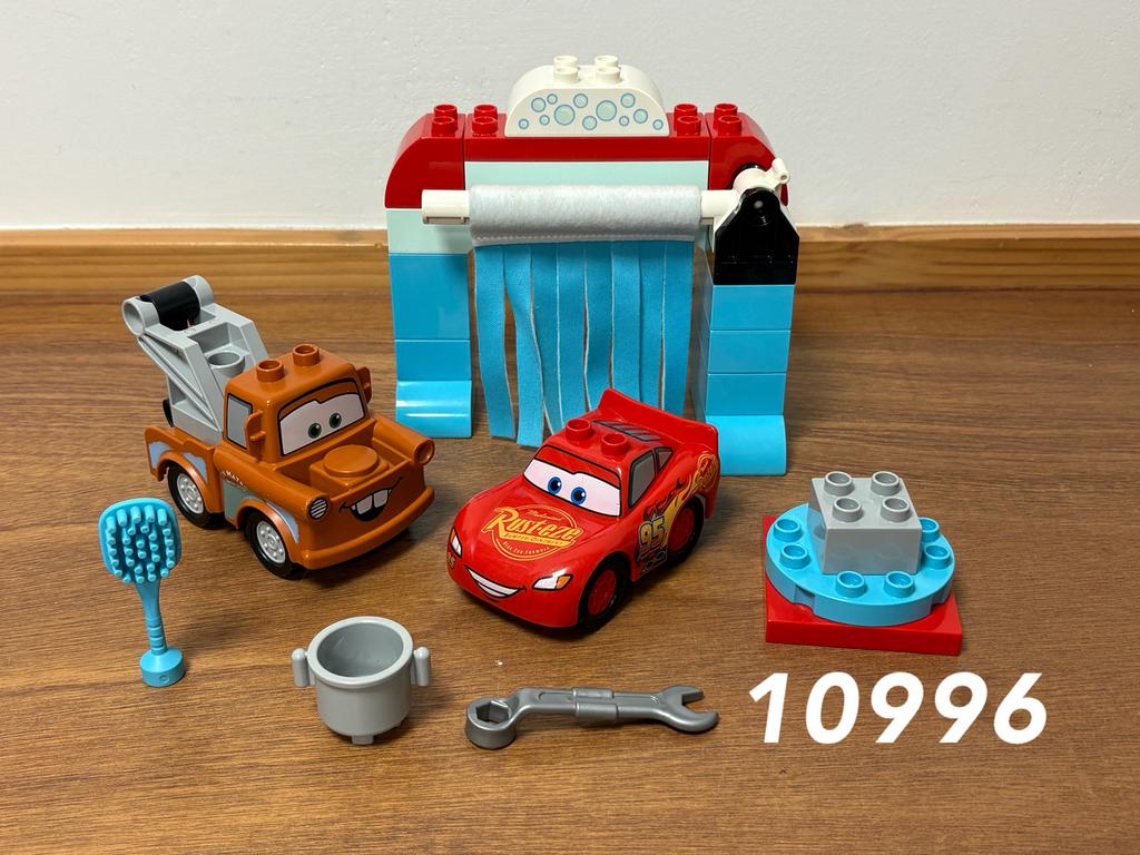 Duplo Bliksem McQueen & Takel wasstraatpret 10996 (compleet), Ophalen of Verzenden, Zo goed als nieuw, Complete set, Duplo