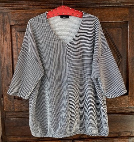 Blauw-wit gestreepte top, shirt; Gina Benotti; XL 48 50, Ophalen of Verzenden, Zo goed als nieuw, Blauw, Shirt of Top