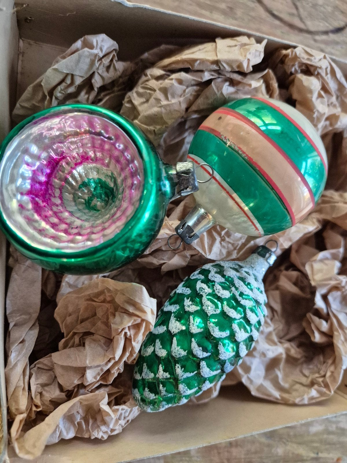 setje oude groene kerstballen, Ophalen of Verzenden