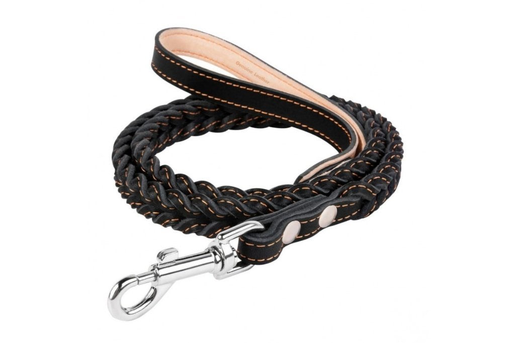 WAUDOG Lederen Hondenriem Gevlochten Zwart 122 cm KOOPJE!!!, Ophalen of Verzenden, Nieuw, Hondenriem