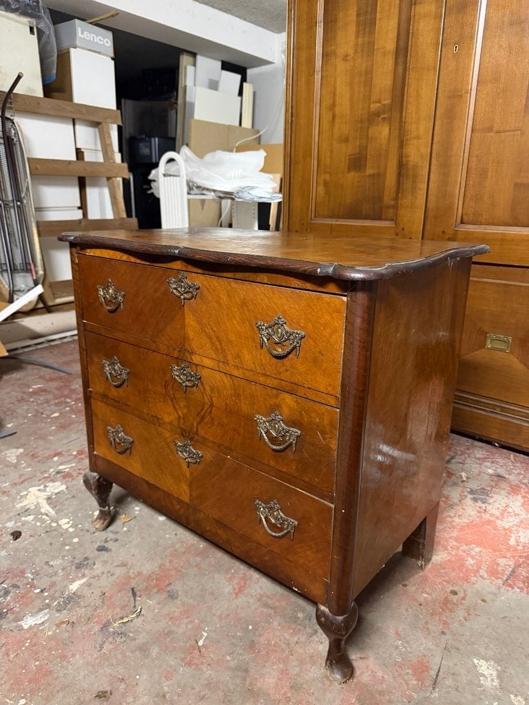 Klassieke Queen Anne-stijl ladekast met 3 laden, Huis en Inrichting, Ophalen, Gebruikt, 50 tot 100 cm, 3 of 4 laden