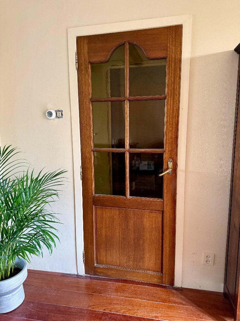 Massief houten binnendeur met glas, Ophalen, Gebruikt, 80 tot 100 cm, Binnendeur