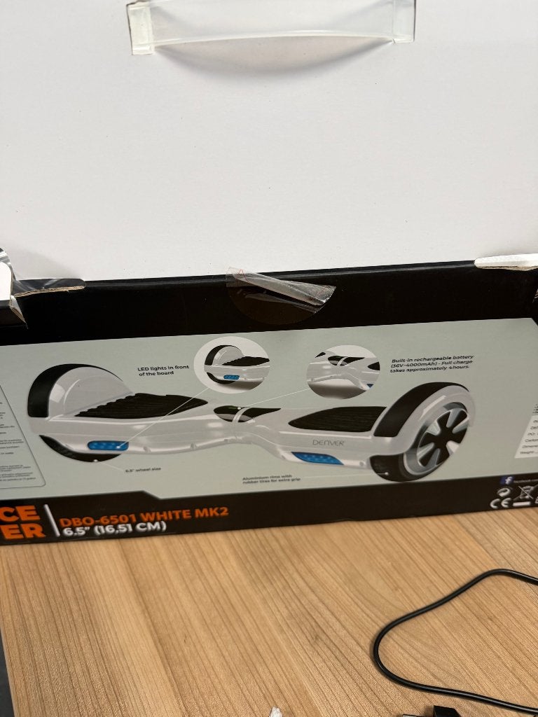 Hooverboard merk Denver - kleur wit - als nieuw - in doos, Ophalen of Verzenden, Zo goed als nieuw