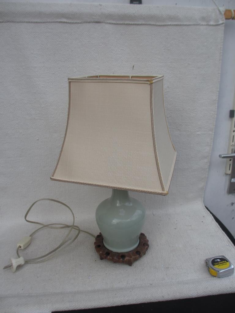 Chinese Celadon vaas-vorm tafellamp jaren 50, Huis en Inrichting, Lampen | Tafellampen, Ophalen of Verzenden, Gebruikt, Overige materialen