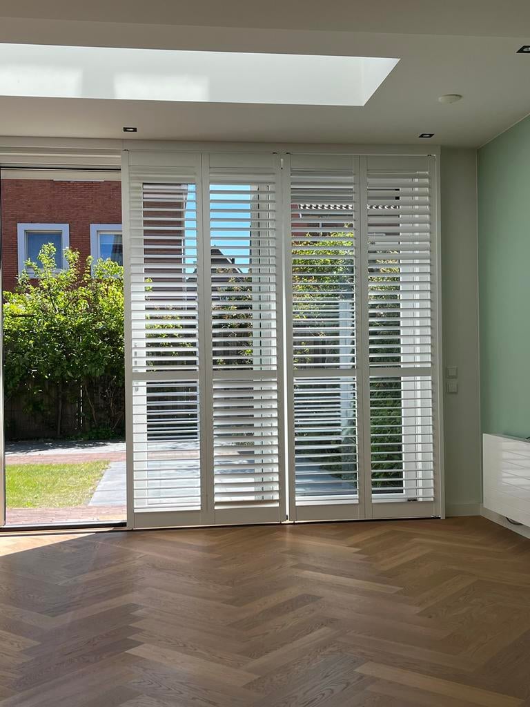 Set van 2 witte shutters voor schuifpui, Ophalen, 100 tot 150 cm, 200 cm of meer, Wit