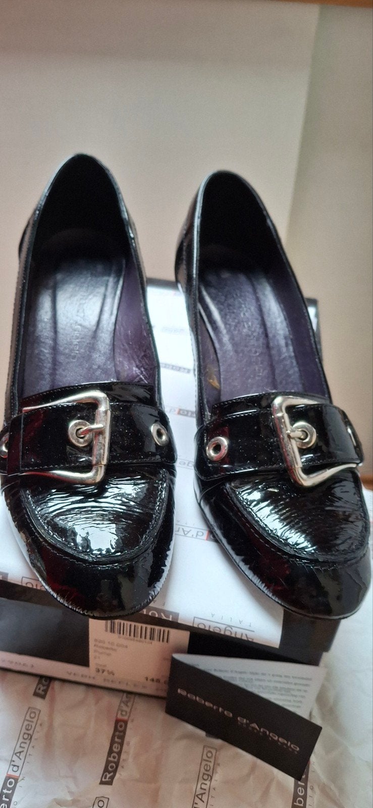 Roberto d'Angelo Zwarte Lakleren Pumps Maat 37.5, Pumps, Zwart, Ophalen of Verzenden, Roberto d'Angelo