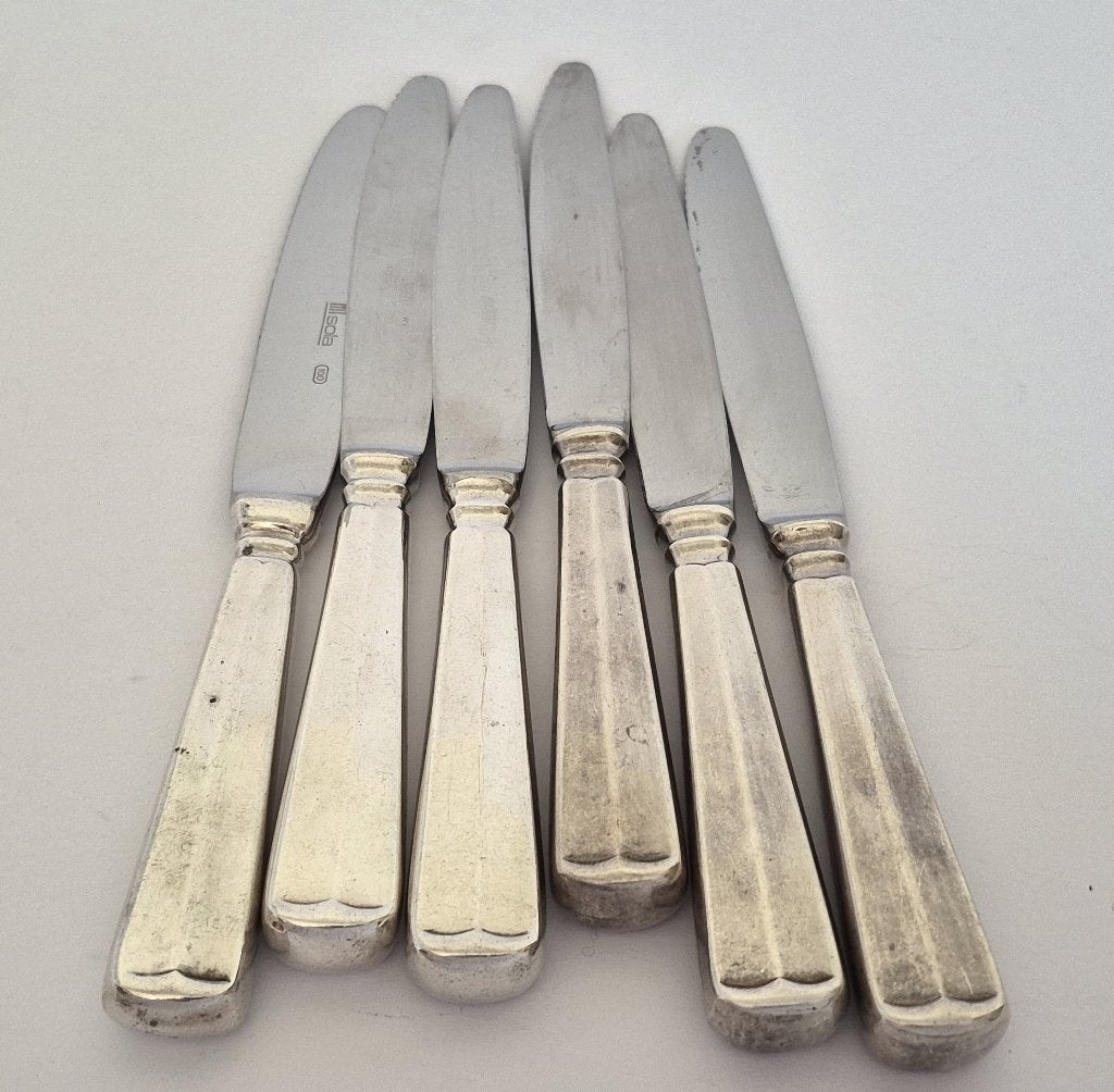 6x Verzilverde voorgerecht messen - Haags Lofje, Ophalen of Verzenden