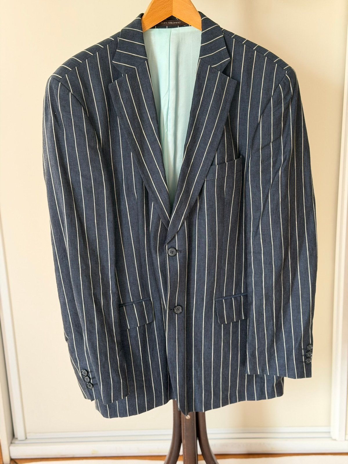 Stones zomer colbert, blauw met witte streep, heren, maat 52, Ophalen of Verzenden, Zo goed als nieuw, Maat 52/54 (L), Blauw