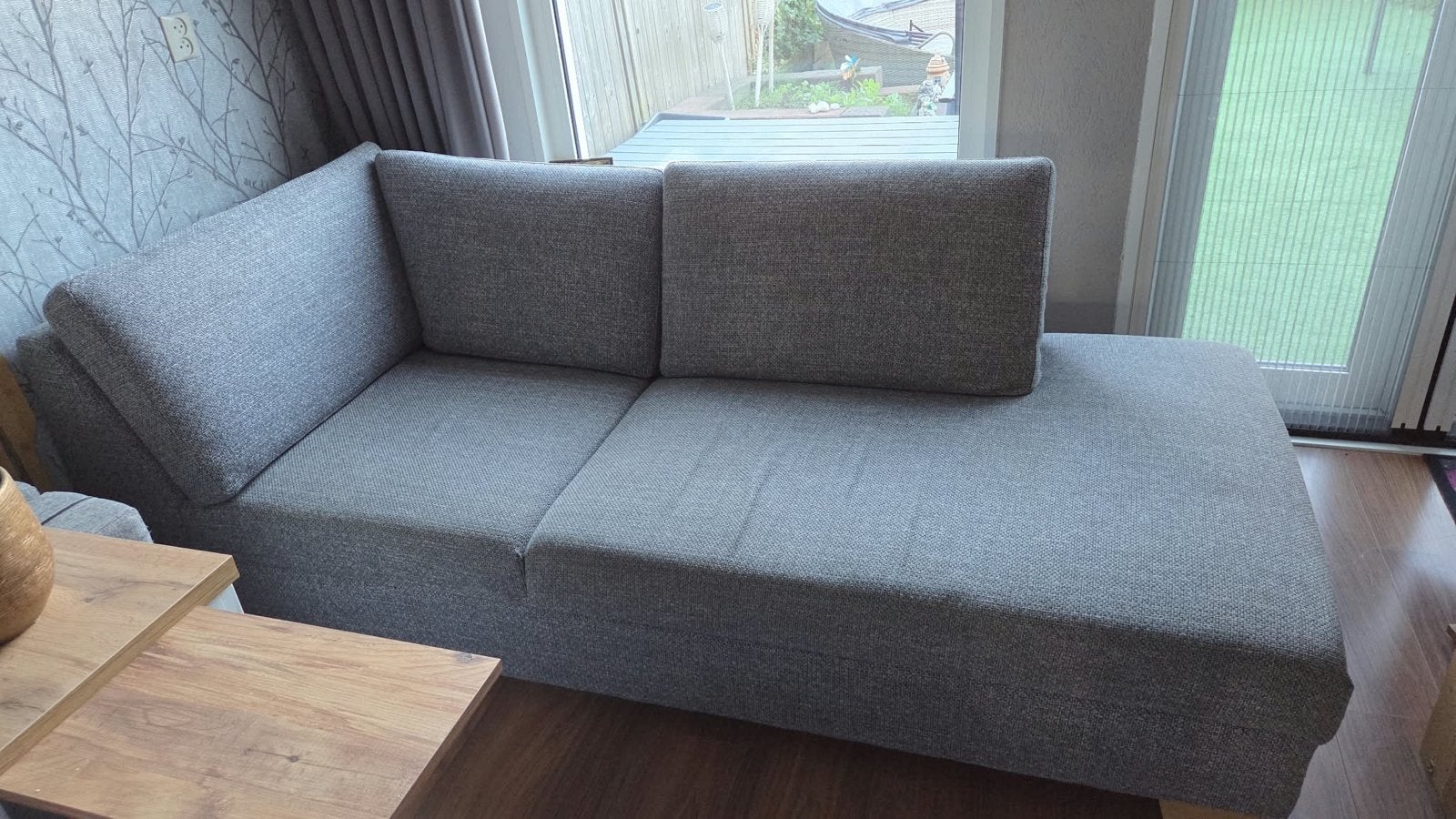 Sorvalken grijze hoekbank - Zo goed als nieuw, Ophalen, 100 tot 125 cm, Hoekbank, Driepersoons