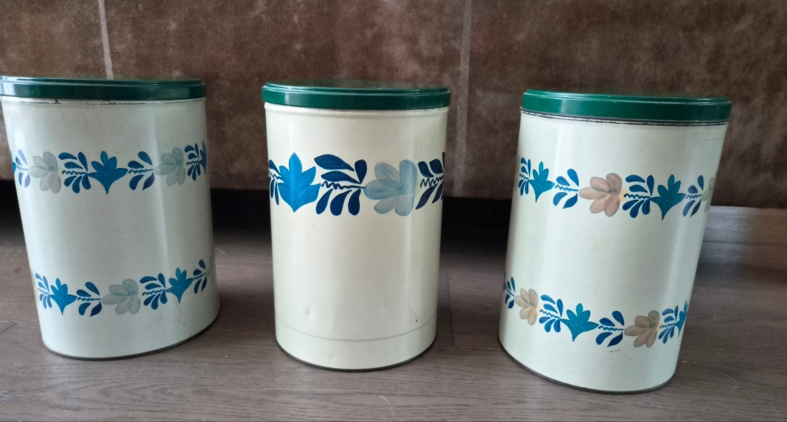 Vintage voorraadblikken set - 3 stuks, Ophalen of Verzenden